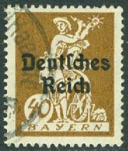 Deutsches Reich – M  124 Påtryck på Bayern 40 Pf stpl