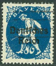 Deutsches Reich – M  128 Påtryck på Bayern 80 Pf stpl