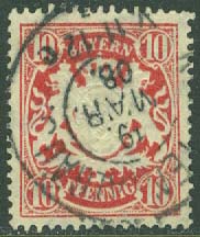 Bayern – M   56 Statsvapen på ornament, 10 Pf stpl