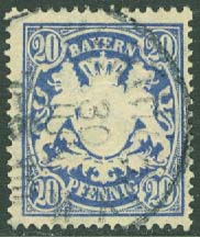 Bayern – M   57 Statsvapen på ornament, 20 Pf stpl
