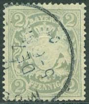 Bayern – M   65 Statsvapen på ornament, 2 Pf stpl