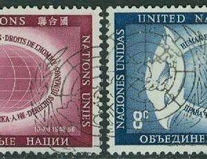 FN New York – M   53-54 Människorättsdagen 1956, 2 kpl stpl