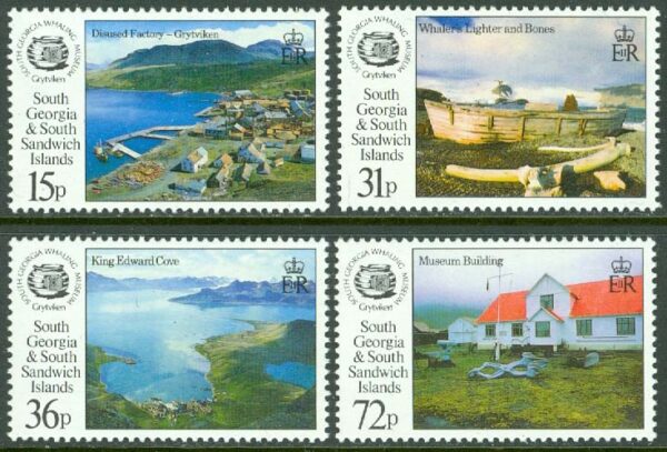 South Georgia - M  211-214 Valfångstmuseet i Sydgeorgien, 4 kpl **