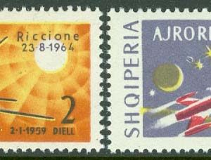 Albanien – M  857-858 Int. Frimärksutställning Riccione, påtryck på rymdfrimärken, 2 kpl **