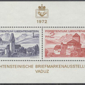 Liechtenstein – M BL   9 Frimärksutställningen LIBA 72, byggnader, block **