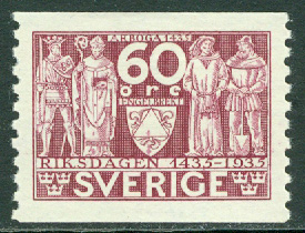 Sverige – F  245 Riksdagen 500 år, 60 öre *