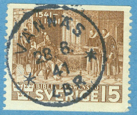 F  328A Bibeln 15 öre. Prakt VÄNNÄS LBR 28.8.41  (AC/Vb)