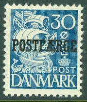 Danmark – F PF   27b Postfärjemärke, typ II, 30 öre blå **