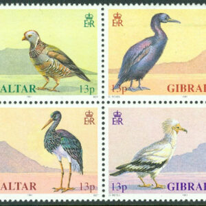 Gibraltar – M  619-622 Fåglar bla Svarthäger – Naturskydd – WWF, 4-block kpl **