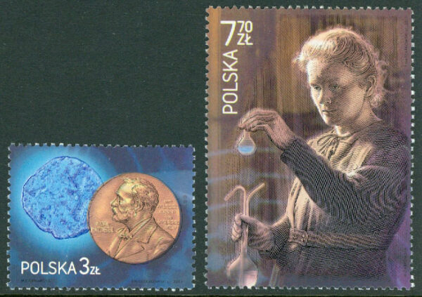 Polen - M 4540-4541 Marie Curie, nobelpristagare. 2 kpl **