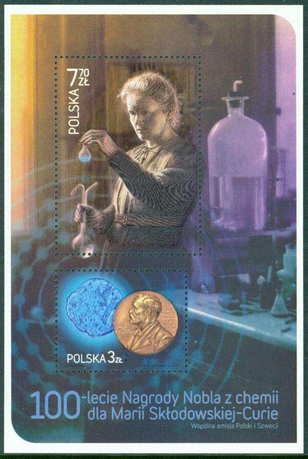 Polen - M BL 201 Marie Curie, nobelpristagare, block **