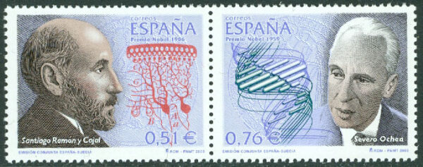 Spanien - M 3820-3821 Nobelpristagare i medicin, par kpl **