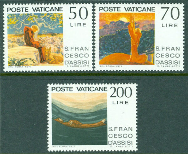 Vatikanen - M  695-696, 700 Franz av Assisi död 750 år, 3 ol **