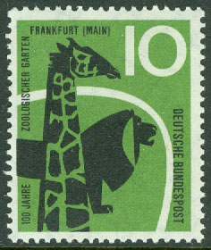 Tyskland – M  288 Zoologiska trädgården i Frankfurt 100 år, 1 kpl **