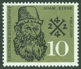 Tyskland – M  308 Adam Riese, (1492-1559),aritmetisk mästare, heraldiskt tecken, 1 kpl **