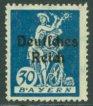 Deutsches Reich – M  123 Påtryck på Bayern, 30 Pf *