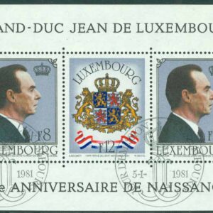 Luxemburg – M BL  13 Storhertig Jean av Luxemburg 60 år, block stpl