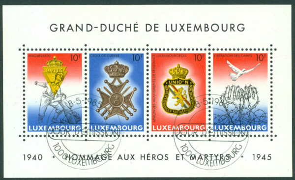 Luxemburg - M BL  14 40-årsdagen av vapenstillestånder 1945, block kpl stpl