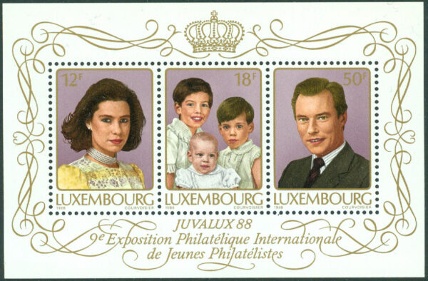Luxemburg - M 1196-1198 (BL 15) JUVALUX 88, Storhertigfamiljen, block **