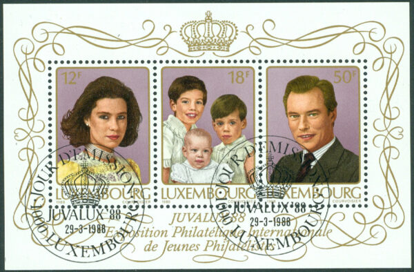 Luxemburg - M 1196-1198 (BL 15) JUVALUX 88, Storhertigfamiljen, block stpl