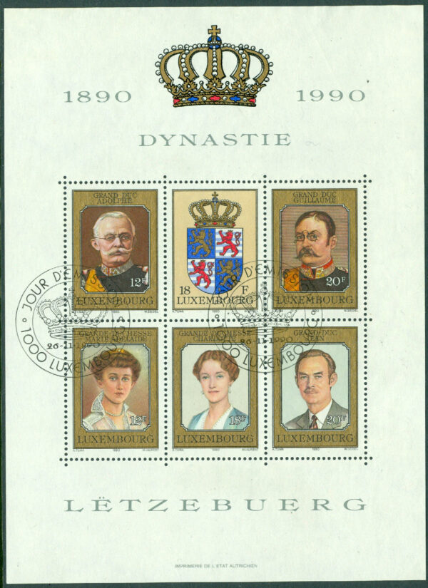 Luxemburg - M BL  16 Dynastin i Luxemburg 100 år, block stpl