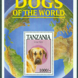 Tanzania – M BL 258 Världens hundar, grand danois, block **