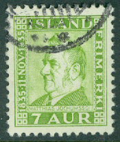 Island – F  214 M. Jochumsson, 7 öre stpl