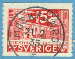 F  242 Riksdagen 15 öre, prakt MOCKFJÄRD 21.2.35  (W/D)