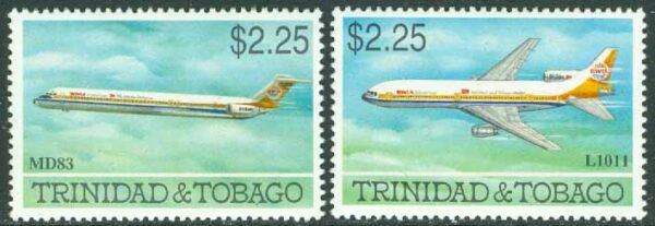 Trinidad & Tobago - M  639-640 Flygplan tillhörande British West Indian Airways (BWIA), 2 kpl **