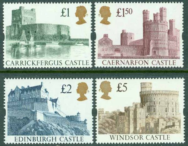 England - M 1396-1399 I Borgar typ I,  bl.a. Windsor Castle, 4 kpl **