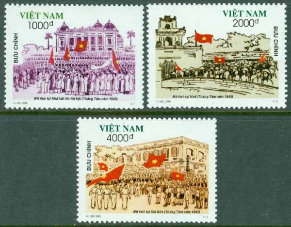 Vietnam - M 3364-3366 Revolutionen 60 år, 3 kpl **