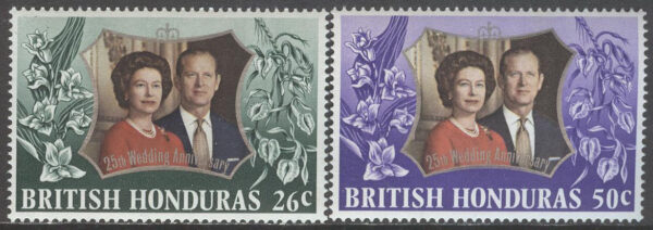 British Honduras - M  291-292 Silverbröllop Elisabeth II & Philip, 2 kpl **