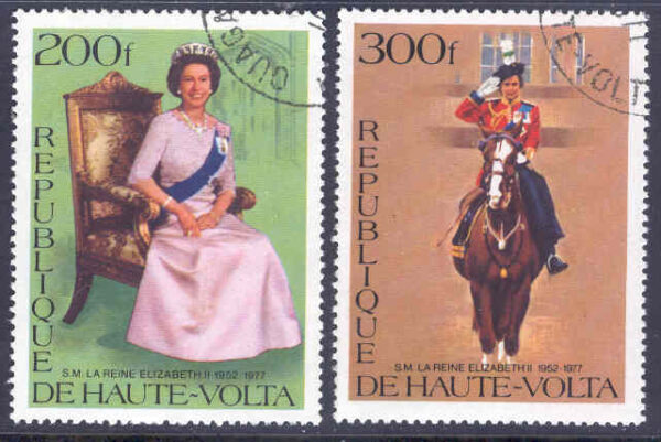 Övre Volta - M  676-677 Elisabeth II 25 år på tronen, 2 ol stpl