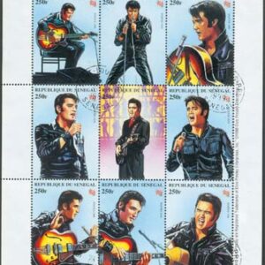 Senegal – M 1615-1623 Elvis tillbaka på scenen 30 år, miniark kpl stpl