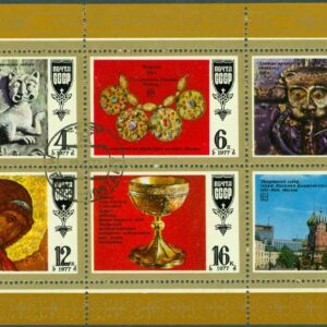Sovjet – M 4655-4660 Mästerverk i gammalrysk kultur, miniark kpl stpl
