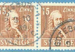 F  321BC Linné 15 öre 3+4-sid. par stpl GÖTEBORG 1  9.10.39