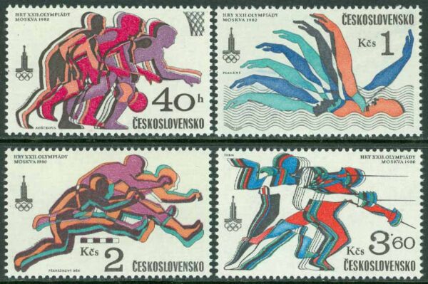 Tjeckoslovakien - M 2547-2550 OS i Moskva 1980, 4 kpl **