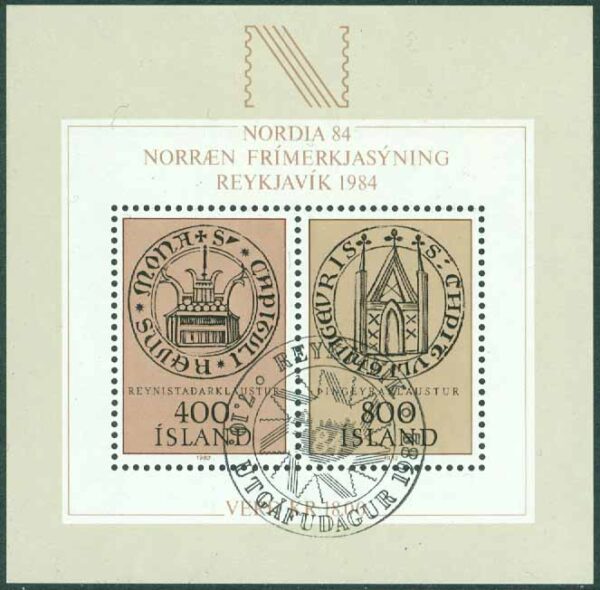 Island - F BL   4 Frimärksutställningen Nordia 84 I, block stpl