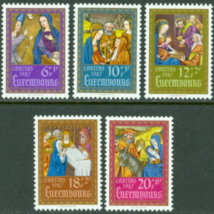 Luxemburg – M 1185-1189 Caritas. Miniatyrer ur studentböcker, 5 kpl **