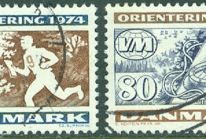 Danmark – F  598-599 VM i orientering 1974, 2 kpl stpl