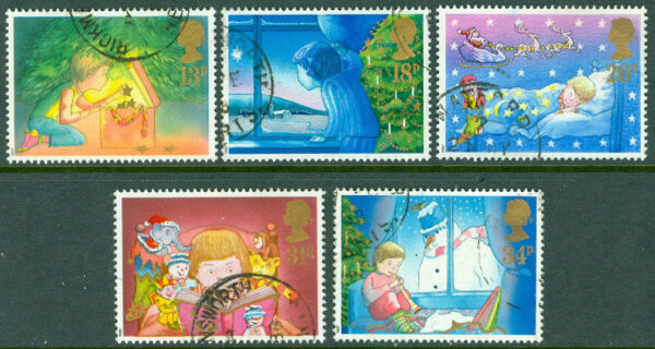 England - M 1126-1130 Jul 1987. Ett barns julupplevelser, 5 kpl stpl