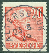 F  276 Gustaf V 20 öre.Prakt ALTERSBRUK 23.8.49   (BD/Nb)