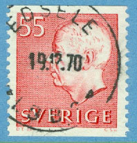 F  433 Gustaf VI Adolf 55 öre. EDSELE 19.12.70  (Y/Å)