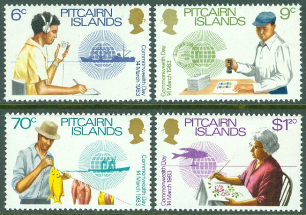 Pitcairn Islands - M  226-229 Samväldesdagen 1983, bl.a. kommunikation, 4 kpl **