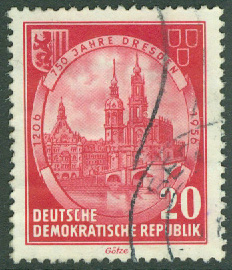 DDR – M  525 Dresden 750 år, 20 Pf stpl