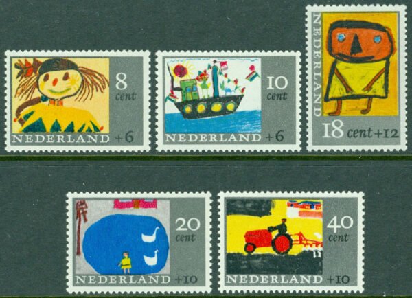 Nederländerna - M  850-854 "Voor het kind" 1965  barnteckningar, 5 kpl **