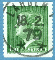 F  952 Carl XVI Gustaf 1.30 kr. LAHOLM 1  18.2.79  (N/Ha)