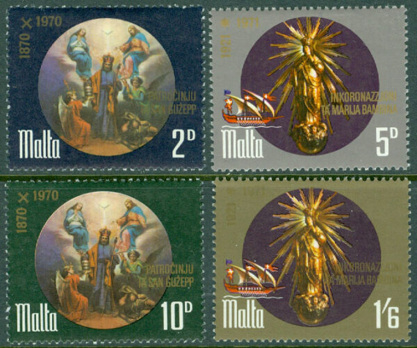 Malta - M  425-428 St. Joseph som skyddshelgon för världskyrkan 100 år, 4 kpl *