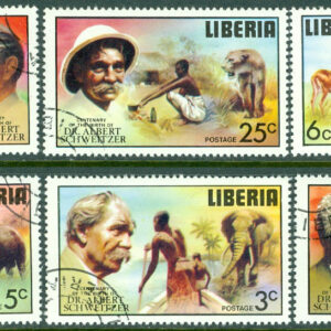 Liberia – M  960-965 Albert Schweitzer (1875-1965), teolog, musiker, läkare, nobelpristagare, 6 kpl stpl
