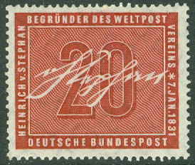 Tyskland – M  227 Heinrich von Stephans födelse 125 år, medgrundare av UPU, 1 kpl **